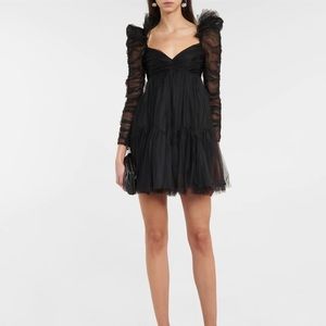 Zimmermann Tulle Ruched Mini Dress Black Size 0